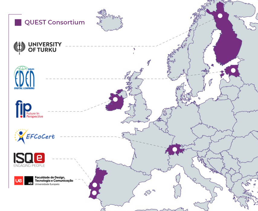 European map showing the project partners and their location